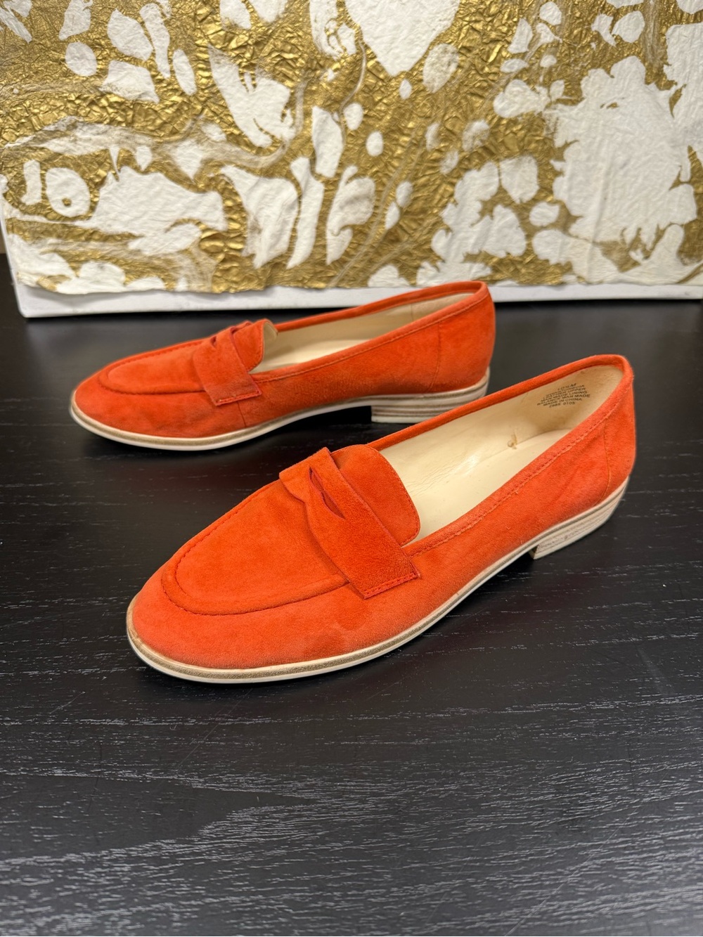 Nine West Orange Suede Penny Loafers - Women's Flats